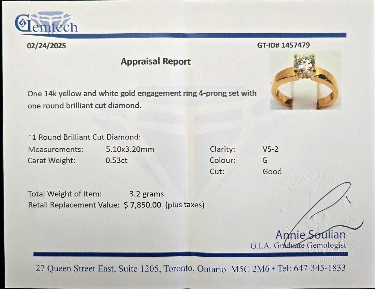 14Kt Yellow Gold Solitaire Engagement Ring