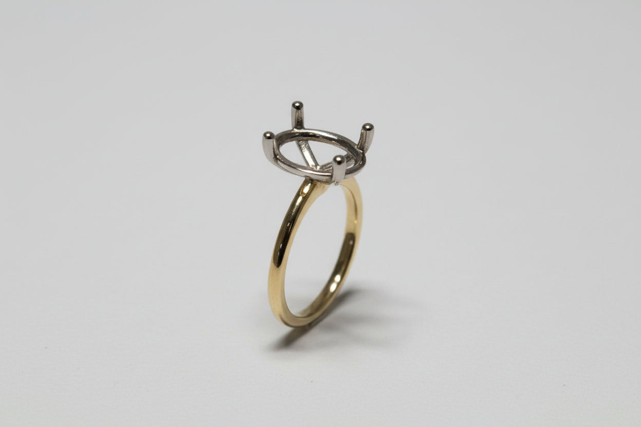 Ladies 14kt Two Tone Oval Solitaire Engagement Ring