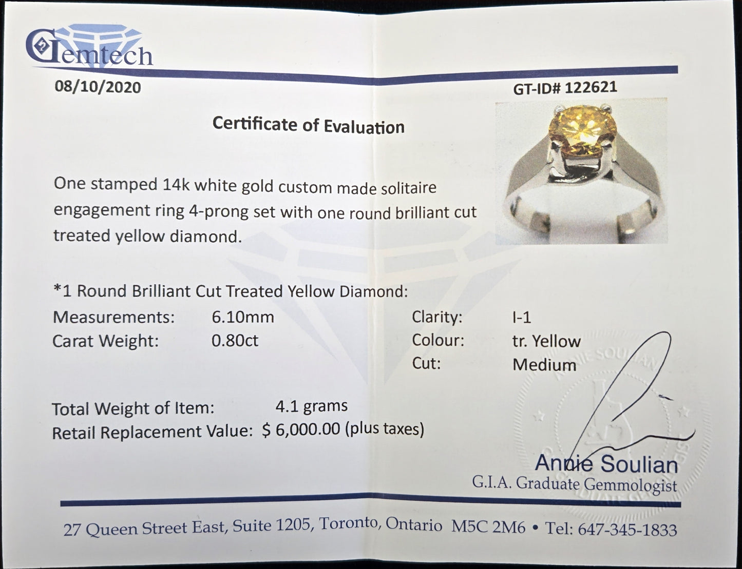 14Kt White Gold Solitaire Engagement Ring