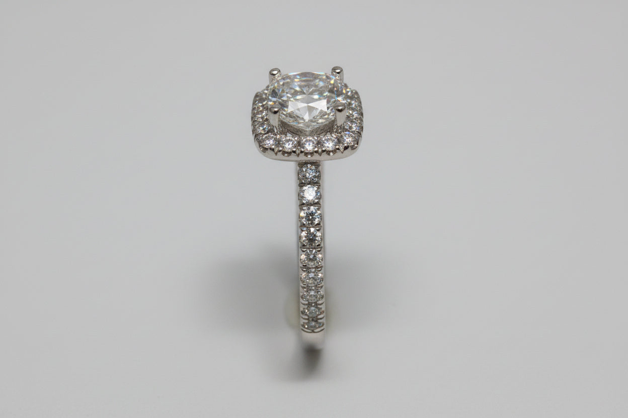 Ladies 14kt White Gold Halo Engagement Ring