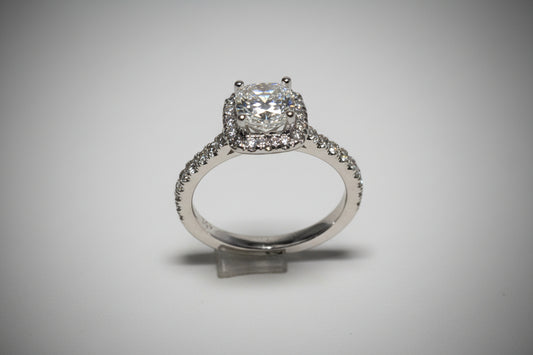 Ladies 14kt White Gold Halo Engagement Ring