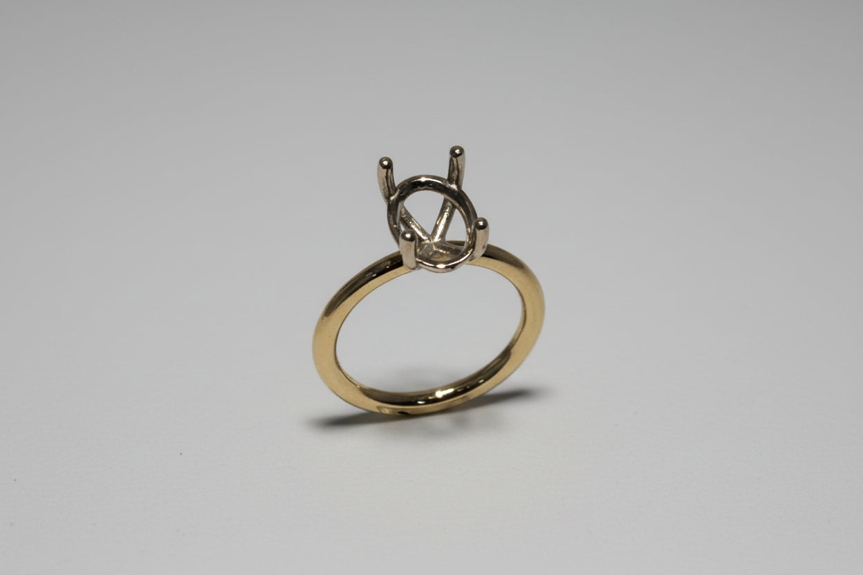 Ladies 14kt Two Tone Oval Solitaire Engagement Ring