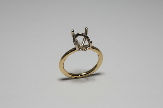 Ladies 14kt Two Tone Oval Solitaire Engagement Ring
